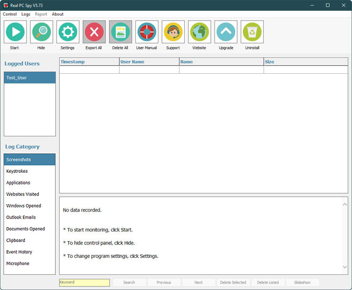 Screenshot of Real Keylogger Spy 2013